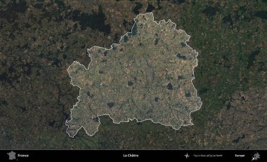 La Chatre 'de. Fransa 'nın idari alanı koyu renkli bir B uydusu görüntüsüyle vurgulandı ve özetlendi