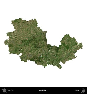 La Fleche. Fransa 'nın idari bölgesi B uydusundaki görüntülerde beyaza izole edildi