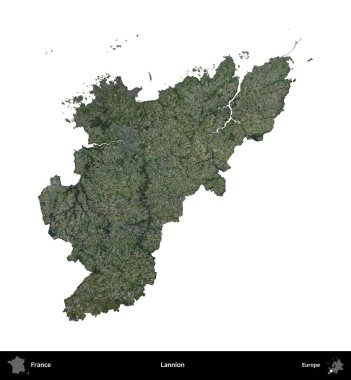 Lannion. Fransa 'nın idari bölgesi B uydusundaki görüntülerde beyaza izole edildi