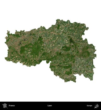 Laon. Fransa 'nın idari bölgesi B uydusundaki görüntülerde beyaza izole edildi