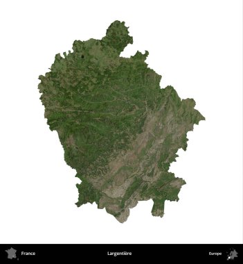 Largentiere. Fransa 'nın idari bölgesi B uydusundaki görüntülerde beyaza izole edildi