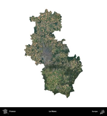 Le Mans 'da. Fransa 'nın idari bölgesi B uydusundaki görüntülerde beyaza izole edildi