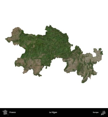 Le Vigan. Fransa 'nın idari bölgesi B uydusundaki görüntülerde beyaza izole edildi