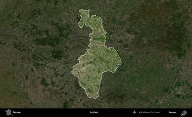 Göller. Fransa 'nın idari alanı koyu renkli bir B uydusu görüntüsüyle vurgulandı ve özetlendi