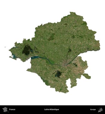 Loire-Atlantique 'de. Fransa 'nın idari bölgesi B uydusundaki görüntülerde beyaza izole edildi