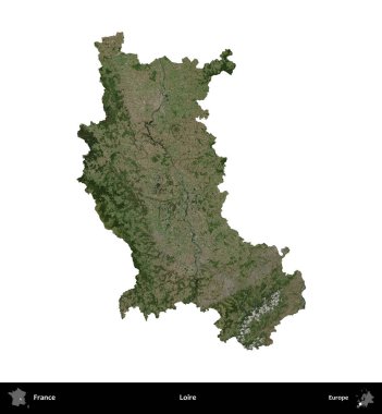 Loire. Fransa 'nın idari bölgesi B uydusundaki görüntülerde beyaza izole edildi