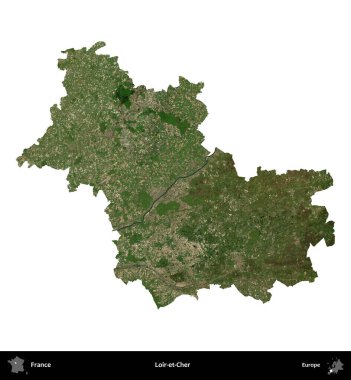 Loir-et-Cher. Fransa 'nın idari bölgesi B uydusundaki görüntülerde beyaza izole edildi