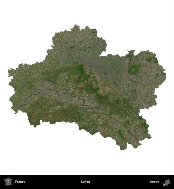 Loiret. Fransa 'nın idari bölgesi B uydusundaki görüntülerde beyaza izole edildi