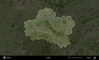Loiret. Fransa 'nın idari alanı koyu renkli bir B uydusu görüntüsüyle vurgulandı ve özetlendi