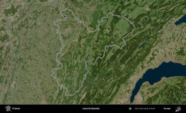 Lons-le-Saunier. B uydusundaki görüntülerde Fransa 'nın idari bölgesinin ana hatları belirlenmiş.