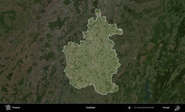 Louhan 'lar. Fransa 'nın idari alanı koyu renkli bir B uydusu görüntüsüyle vurgulandı ve özetlendi