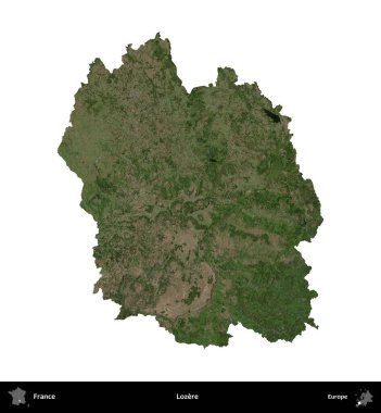 Lozere. Fransa 'nın idari bölgesi B uydusundaki görüntülerde beyaza izole edildi