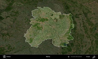 Marne. Fransa 'nın idari alanı koyu renkli bir B uydusu görüntüsüyle vurgulandı ve özetlendi