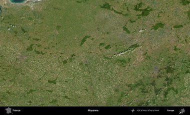 Mayenne. B uydusundan alınan görüntülerde Fransa 'nın idari bölgesi