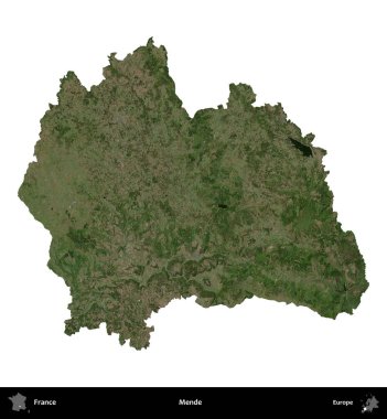 Mende. Fransa 'nın idari bölgesi B uydusundaki görüntülerde beyaza izole edildi