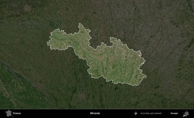 Mirande. Fransa 'nın idari alanı koyu renkli bir B uydusu görüntüsüyle vurgulandı ve özetlendi