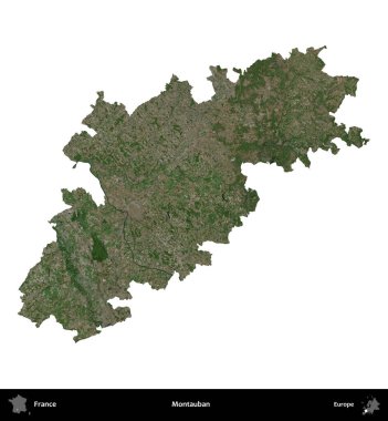 Montauban. Fransa 'nın idari bölgesi B uydusundaki görüntülerde beyaza izole edildi
