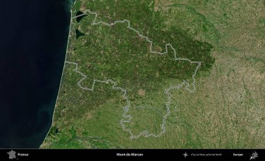 Mont-de-Marsan. B uydusundaki görüntülerde Fransa 'nın idari bölgesinin ana hatları belirlenmiş.