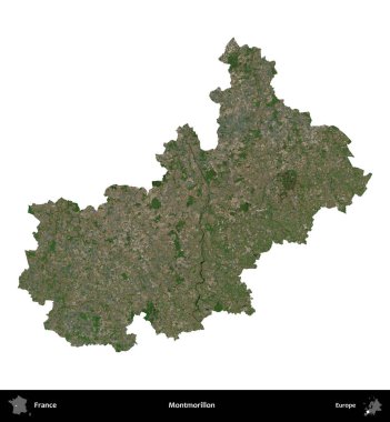 Montmorillon 'da. Fransa 'nın idari bölgesi B uydusundaki görüntülerde beyaza izole edildi