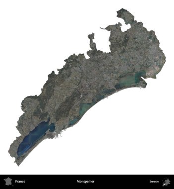 Montpellier 'de. Fransa 'nın idari bölgesi B uydusundaki görüntülerde beyaza izole edildi