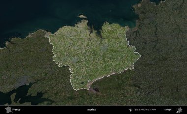 Morlaix. Fransa 'nın idari alanı koyu renkli bir B uydusu görüntüsüyle vurgulandı ve özetlendi