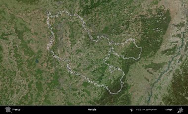 Moselle. B uydusundaki görüntülerde Fransa 'nın idari bölgesinin ana hatları belirlenmiş.