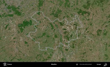 Moulin 'ler. B uydusundaki görüntülerde Fransa 'nın idari bölgesinin ana hatları belirlenmiş.