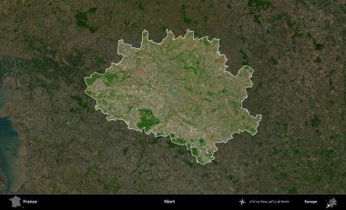 Niort. Fransa 'nın idari alanı koyu renkli bir B uydusu görüntüsüyle vurgulandı ve özetlendi