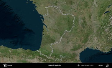 Yeni-Aquitaine. B uydusundaki görüntülerde Fransa 'nın idari bölgesinin ana hatları belirlenmiş.