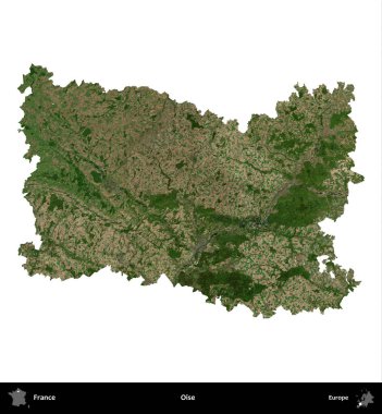 Oise. Fransa 'nın idari bölgesi B uydusundaki görüntülerde beyaza izole edildi