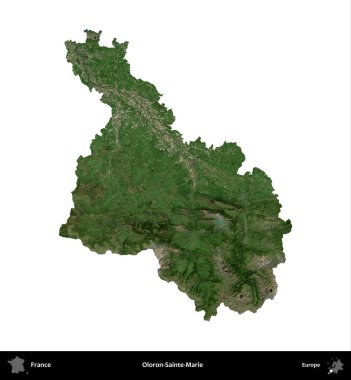 Oloron-Sainte-Marie. Fransa 'nın idari bölgesi B uydusundaki görüntülerde beyaza izole edildi