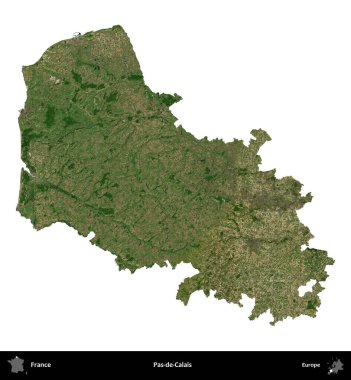 Pas-de-Calais. Fransa 'nın idari bölgesi B uydusundaki görüntülerde beyaza izole edildi