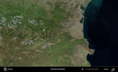 Pirenes-Orientales. B uydusundan alınan görüntülerde Fransa 'nın idari bölgesi