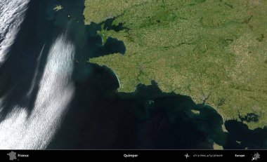 Quimper. B uydusundan alınan görüntülerde Fransa 'nın idari bölgesi