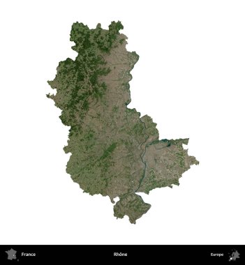 Rhone. Fransa 'nın idari bölgesi B uydusundaki görüntülerde beyaza izole edildi