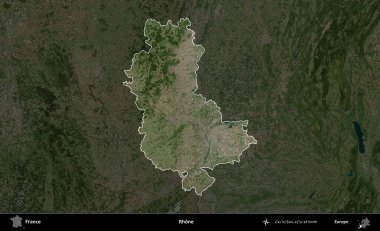 Rhone. Fransa 'nın idari alanı koyu renkli bir B uydusu görüntüsüyle vurgulandı ve özetlendi