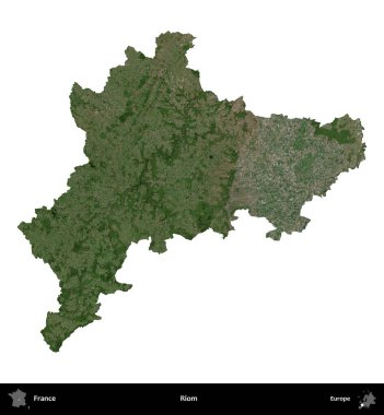 Riom. Fransa 'nın idari bölgesi B uydusundaki görüntülerde beyaza izole edildi