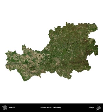 Romorantin-Lanthenay. Fransa 'nın idari bölgesi B uydusundaki görüntülerde beyaza izole edildi