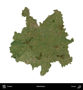 Saint-Brieuc 'de. Fransa 'nın idari bölgesi B uydusundaki görüntülerde beyaza izole edildi