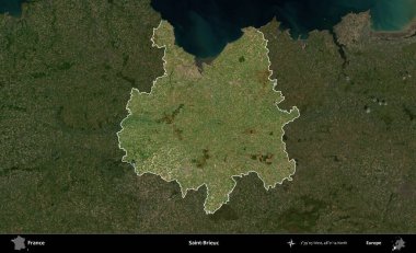 Saint-Brieuc 'de. Fransa 'nın idari alanı koyu renkli bir B uydusu görüntüsüyle vurgulandı ve özetlendi