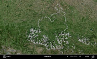 Saint-Gironlar. B uydusundaki görüntülerde Fransa 'nın idari bölgesinin ana hatları belirlenmiş.