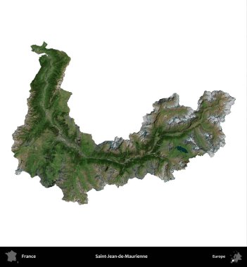 Saint-Jean-de-Maurienne. Fransa 'nın idari bölgesi B uydusundaki görüntülerde beyaza izole edildi