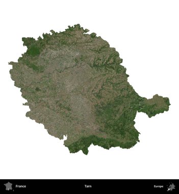 Tarn. Fransa 'nın idari bölgesi B uydusundaki görüntülerde beyaza izole edildi