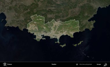 Toulon. Fransa 'nın idari alanı koyu renkli bir B uydusu görüntüsüyle vurgulandı ve özetlendi