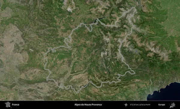Alpes-de-Haute-Provence. B uydusundaki görüntülerde Fransa 'nın idari bölgesinin ana hatları belirlenmiş.