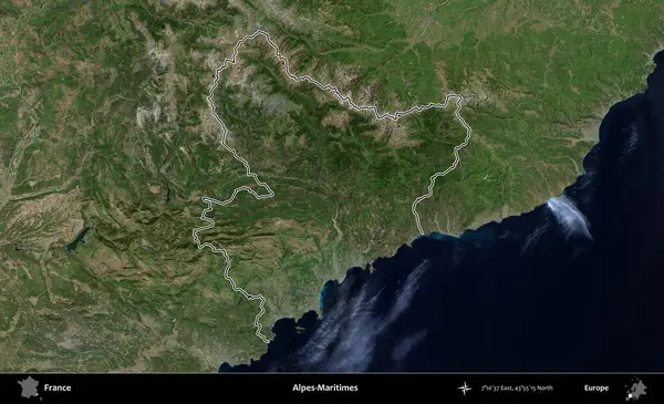 Alpes-Maritimes. B uydusundaki görüntülerde Fransa 'nın idari bölgesinin ana hatları belirlenmiş.