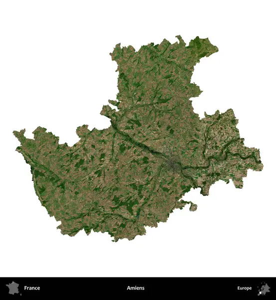 Amiens. Fransa 'nın idari bölgesi B uydusundaki görüntülerde beyaza izole edildi