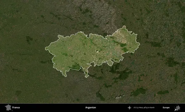 Arjantinli. Fransa 'nın idari alanı koyu renkli bir B uydusu görüntüsüyle vurgulandı ve özetlendi