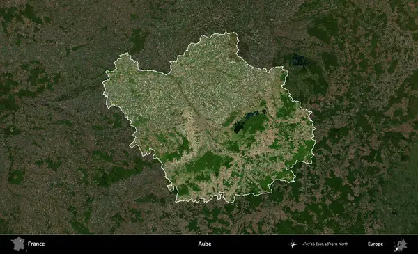 Aube. Fransa 'nın idari alanı koyu renkli bir B uydusu görüntüsüyle vurgulandı ve özetlendi