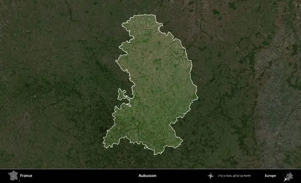 Aubusson. Fransa 'nın idari alanı koyu renkli bir B uydusu görüntüsüyle vurgulandı ve özetlendi